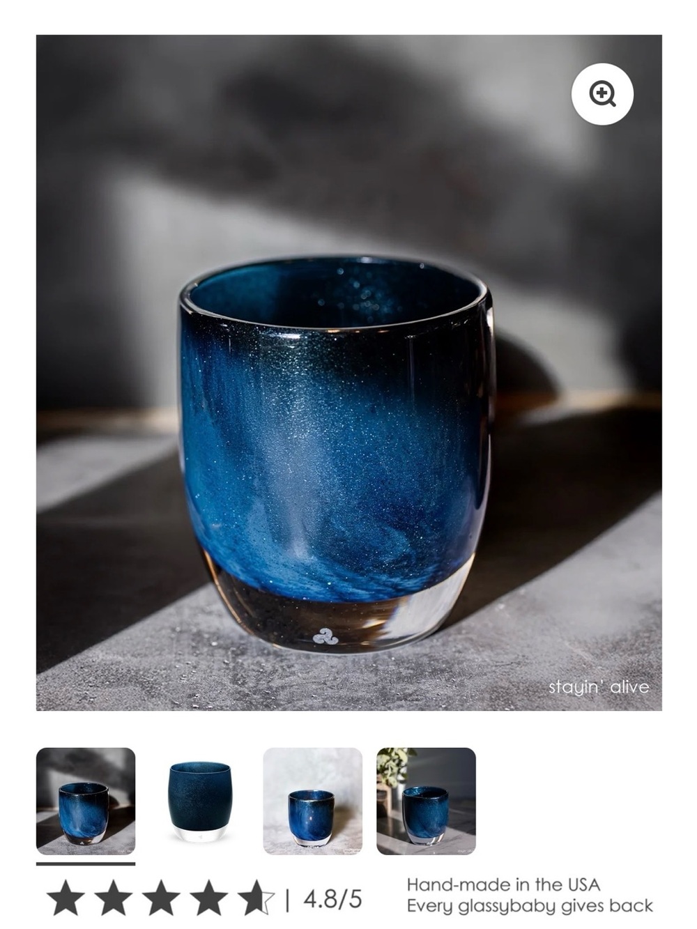 EUC Glassybaby Stayin Alive Votive Candle Holder